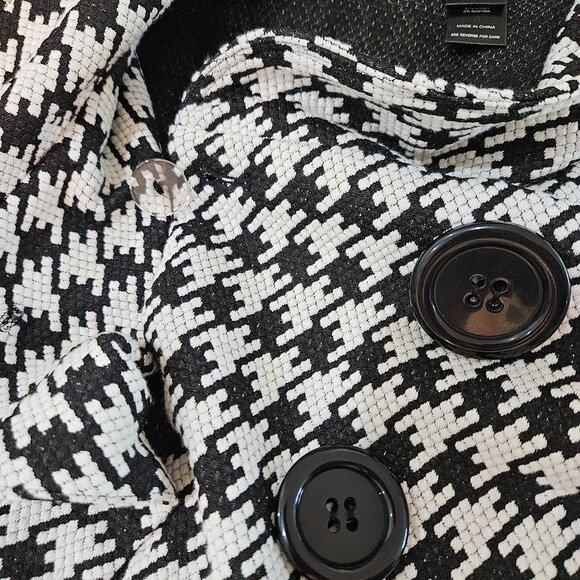 Ali Miles Black & White Houndstooth Button-Up Coat Blazer Sz Small Preppy Flowy - Picture 5 of 12